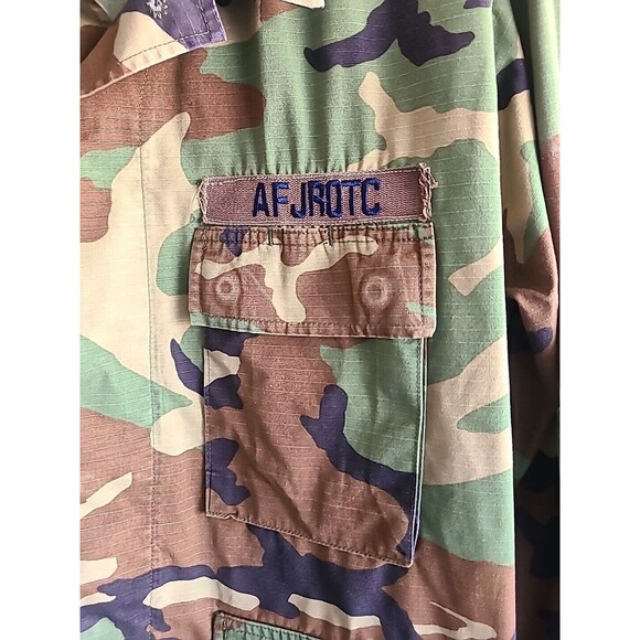 Authentic Air Force Woodland Fatigue Shirt Military Thrifted Streetwear ROTC - Picture 3 of 9
